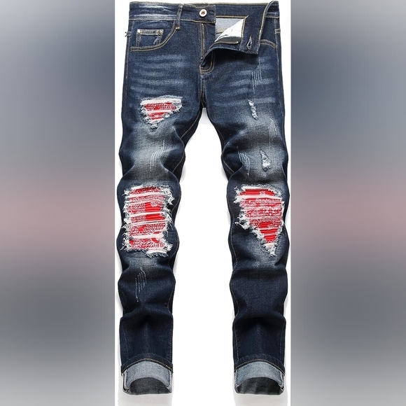 New Men's Designed Unique Street Urbanwear Jeans Multiple Sizes - Picture 1 of 4